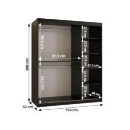 Pole Sliding Door Wardrobe 150cm - White 150cm - thumbnail 6