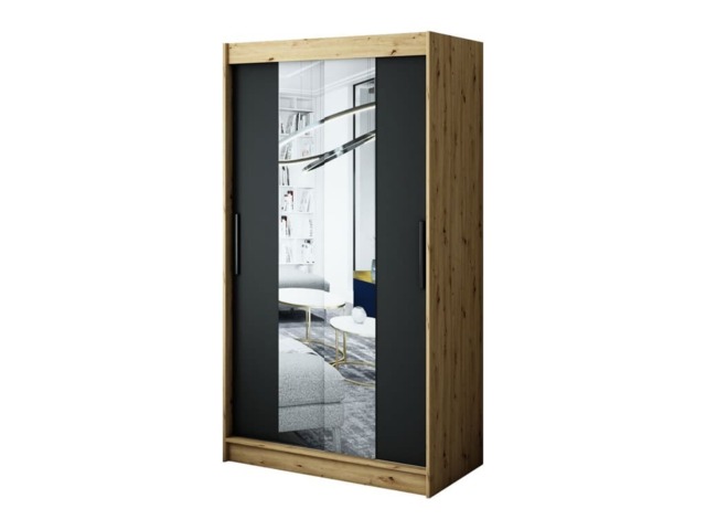 Leto T1 Sliding Door Wardrobe 120cm - Black 120cm - image 1