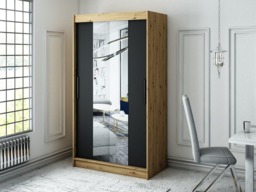 Leto T1 Sliding Door Wardrobe 120cm - Black 120cm - thumbnail 2