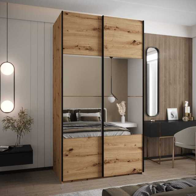 Trosa IV Sliding Door Wardrobe 140cm - Oak Artisan 140cm - image 1