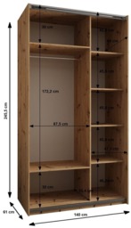 Trosa IV Sliding Door Wardrobe 140cm - Oak Artisan 140cm - thumbnail 4