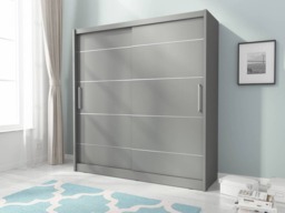 Maja Alu Sliding Door Wardrobe 180cm - Grey Matt 180cm - thumbnail 2