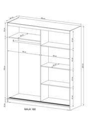 Maja Alu Sliding Door Wardrobe 180cm - Grey Matt 180cm - thumbnail 4