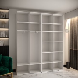 Manhattan III Hinged Door Wardrobe 200cm - White 200cm - thumbnail 4