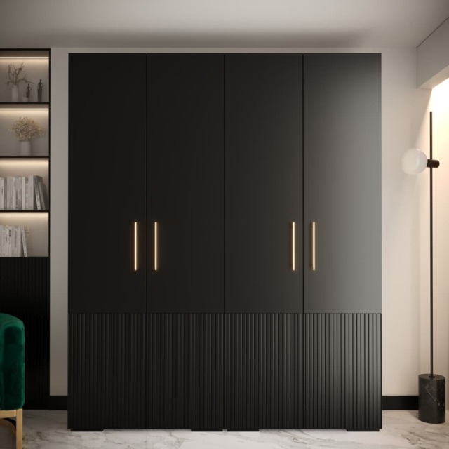 Manhattan III Hinged Door Wardrobe 200cm - Black 200cm - image 1