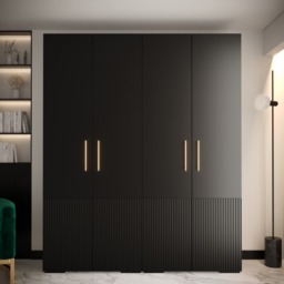 Manhattan III Hinged Door Wardrobe 200cm - Black 200cm - thumbnail 1