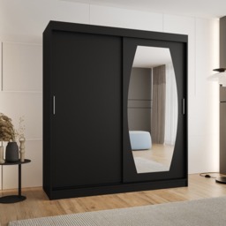 Rossa Sliding Door Wardrobe 180cm - Black 180cm - thumbnail 1
