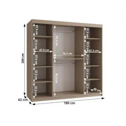 Rossa Sliding Door Wardrobe 180cm - Black 180cm - thumbnail 6