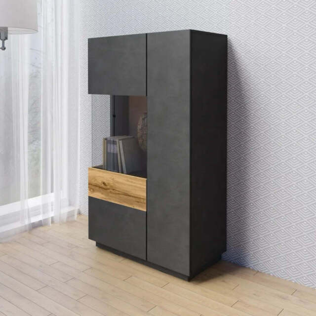 Silke 42 Display Cabinet 80cm [Left] - Matera / Wotan Oak 80cm - image 1