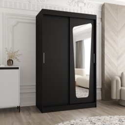 Moka Sliding Door Wardrobe 120cm - Black 120cm - thumbnail 1