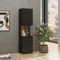 Ava 05 Tall Display Cabinet 36cm - Black Matt 36cm