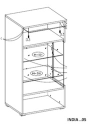 India 05 Tall Display Cabinet 45cm - White 45cm - thumbnail 5