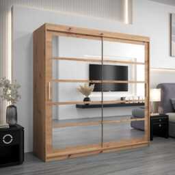 Roma II Sliding Door Wardrobe 200cm - White 200cm - thumbnail 5