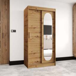 Royal Sliding Door Wardrobe 100cm - Black 100cm - thumbnail 7