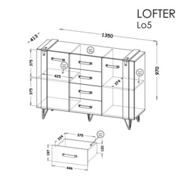 Lofter LO5 Sideboard Cabinet 135cm - Oak Wotan 135cm - thumbnail 5