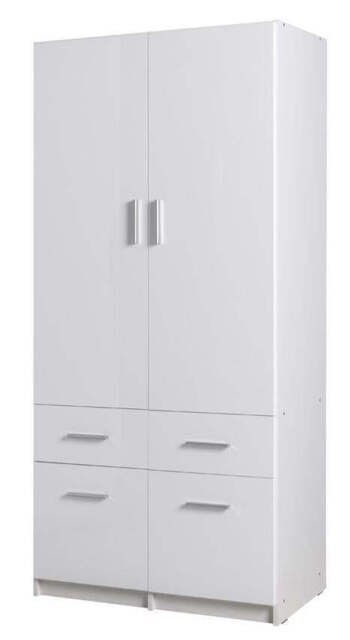 Snow 03 Hinged Wardrobe 92cm - White Gloss 92cm - image 1