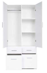 Snow 03 Hinged Wardrobe 92cm - White Gloss 92cm - thumbnail 2