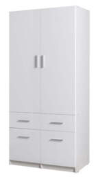 Snow 03 Hinged Wardrobe 92cm - White Gloss 92cm - thumbnail 1