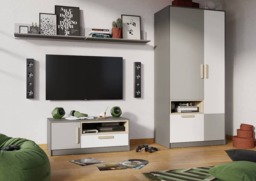 Pok PO-02 Hinged Wardrobe 90cm - Grey Matt 90cm - thumbnail 6