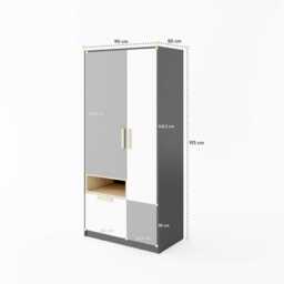 Pok PO-02 Hinged Wardrobe 90cm - Grey Matt 90cm - thumbnail 3