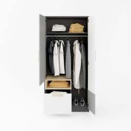 Pok PO-02 Hinged Wardrobe 90cm - Grey Matt 90cm - thumbnail 2