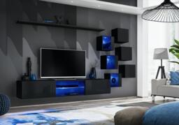 "Switch XXI Wall Entertainment Unit For TVs Up To 75"" - White 240cm Oak Wotan" - thumbnail 6