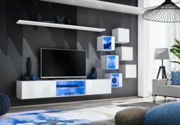 "Switch XXI Wall Entertainment Unit For TVs Up To 75"" - White 240cm Oak Wotan" - thumbnail 2