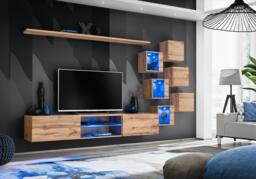 "Switch XXI Wall Entertainment Unit For TVs Up To 75"" - White 240cm Oak Wotan" - thumbnail 8