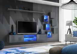 "Switch XXI Wall Entertainment Unit For TVs Up To 75"" - White 240cm Oak Wotan" - thumbnail 4