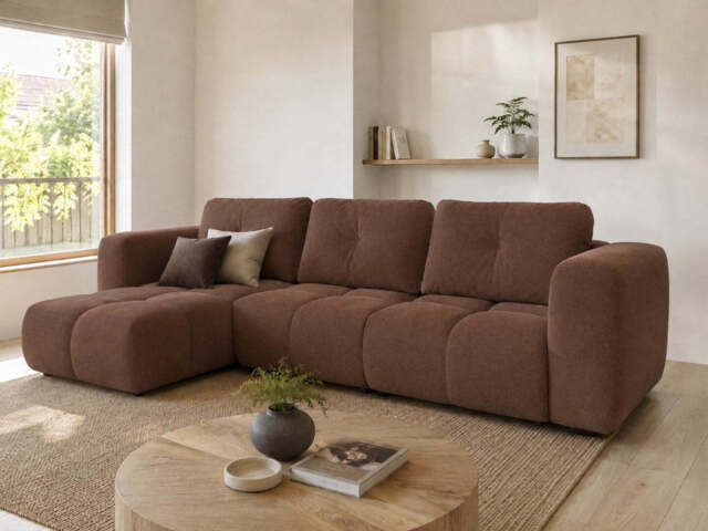 Corner Sofa Bed Modi III - Brown 336cm Left - image 1