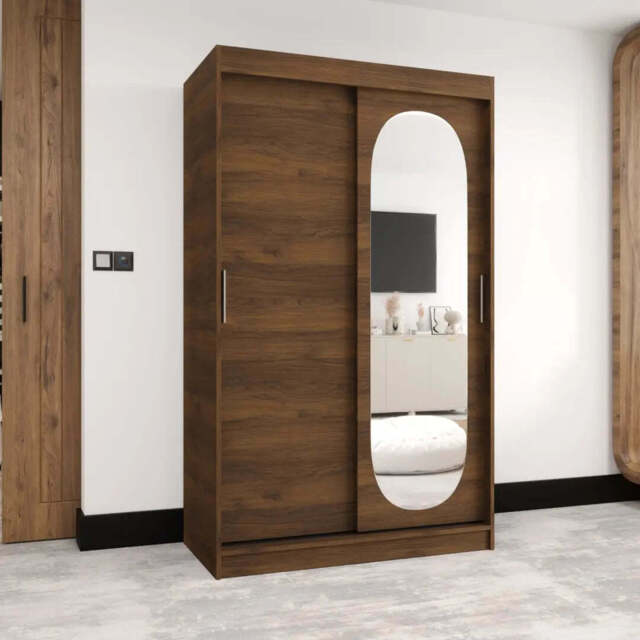 Royal Sliding Door Wardrobe 120cm - Oak Walnut 120cm - image 1