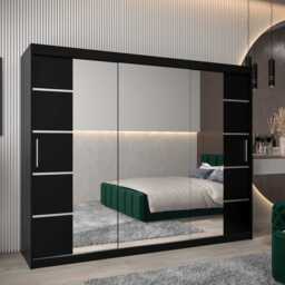Verona 04 Sliding Door Wardrobe 250cm - Black 250cm - thumbnail 1