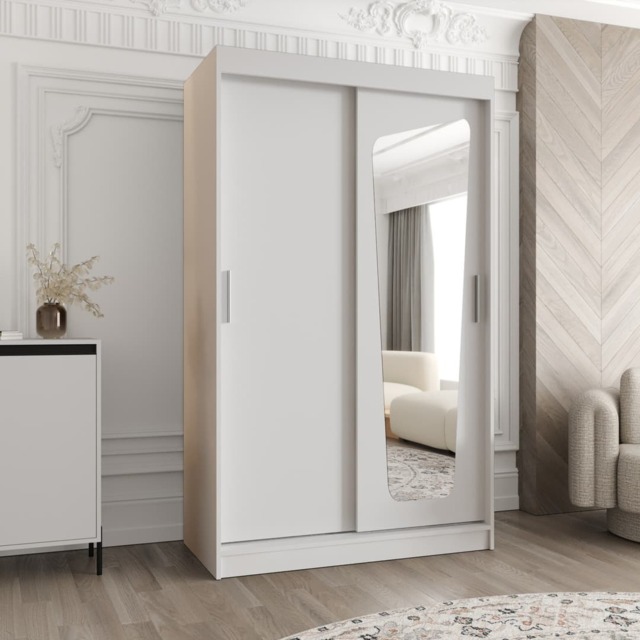 Moka Sliding Door Wardrobe 120cm - White 120cm - image 1