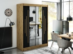 Leto Y1 Sliding Door Wardrobe 150cm - Black 150cm - thumbnail 2