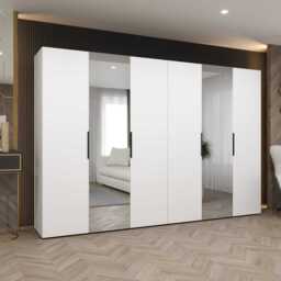 Marbella II Hinged Door Wardrobe 300cm - White 300cm - thumbnail 1