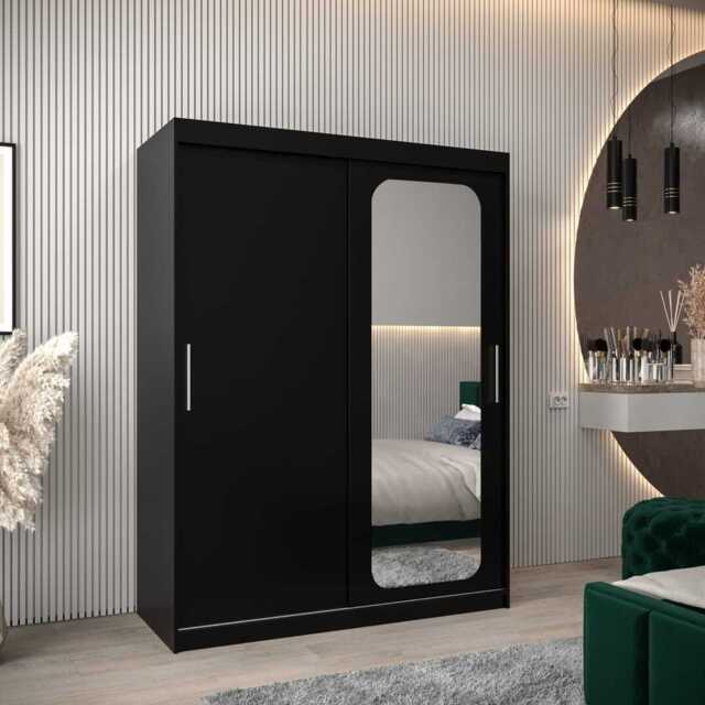 Uppsala T2 Sliding Door Wardrobe 150cm - Black 150cm - image 1
