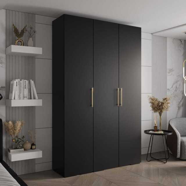 Inova III Hinged Door Wardrobe 150cm - Black 150cm - image 1