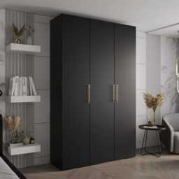 Inova III Hinged Door Wardrobe 150cm - Black 150cm - thumbnail 1