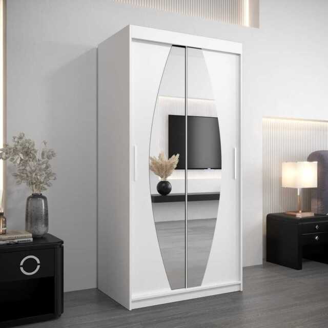 Elypse Sliding Door Wardrobe 100cm - White 100cm - image 1