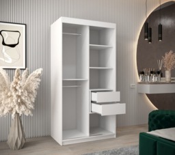 Elypse Sliding Door Wardrobe 100cm - White 100cm - thumbnail 4