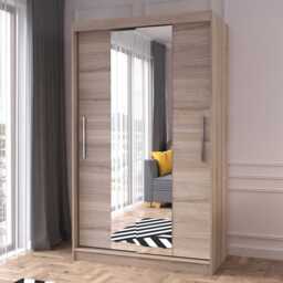 Neomi 01 Sliding Door Wardrobe 120cm - White Oak Sonoma 120cm - thumbnail 3