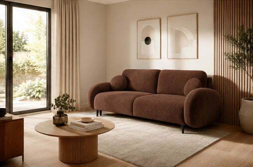 Sofa Bed Soft - 232cm 109cm Brown 25 - image 1