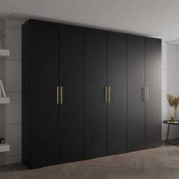 Inova III Hinged Door Wardrobe 300cm - Black 300cm - thumbnail 1
