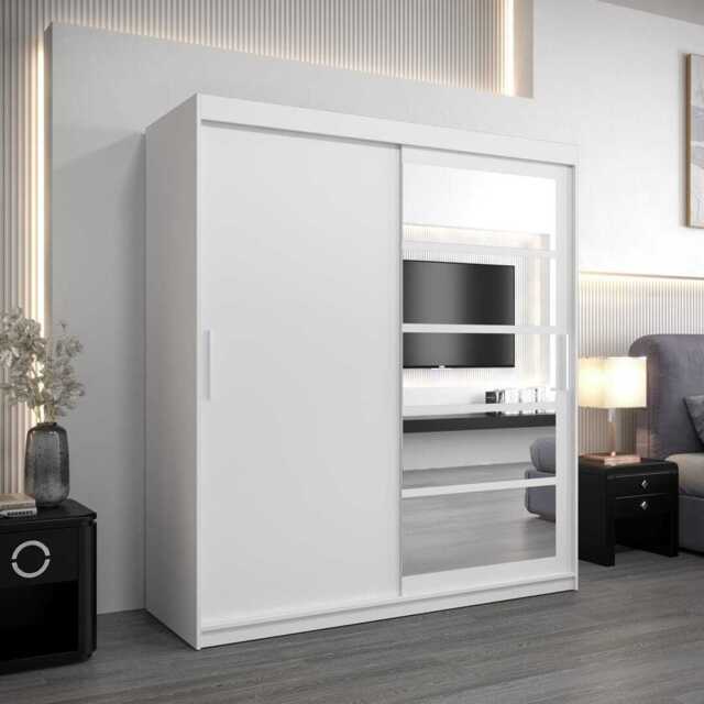 Roma I Sliding Door Wardrobe 180cm - White 180cm - image 1