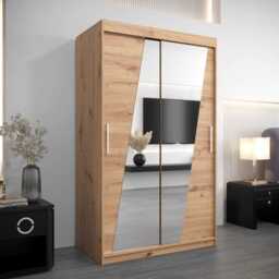 Rhomb Sliding Door Wardrobe 120cm - Oak Artisan 120cm - thumbnail 1