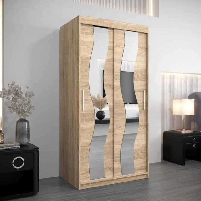 Seville Sliding Door Wardrobe 100cm - Oak Sonoma 100cm - image 1