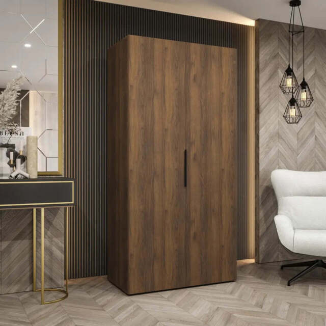 Marbella I Hinged Door Wardrobe 100cm - Oak Walnut 100cm - image 1