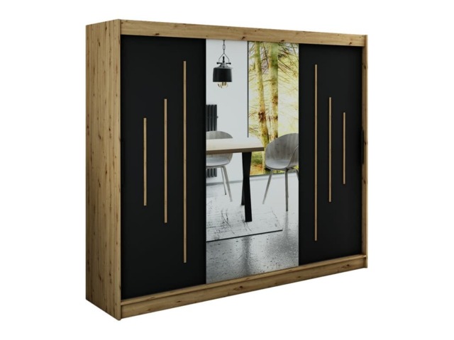 Leto Y1 Sliding Door Wardrobe 250cm - Black 250cm - image 1
