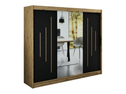 Leto Y1 Sliding Door Wardrobe 250cm - Black 250cm - thumbnail 1