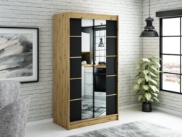 Leto V4 Sliding Door Wardrobe 120cm - Black 120cm - thumbnail 2